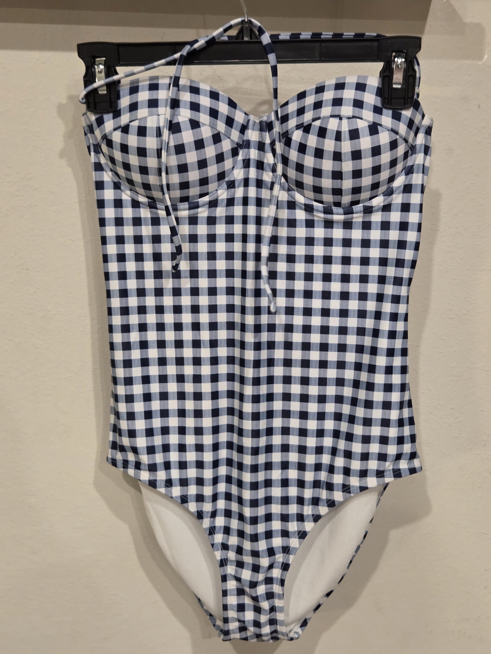 Navy and White One Piece Bathing Suit